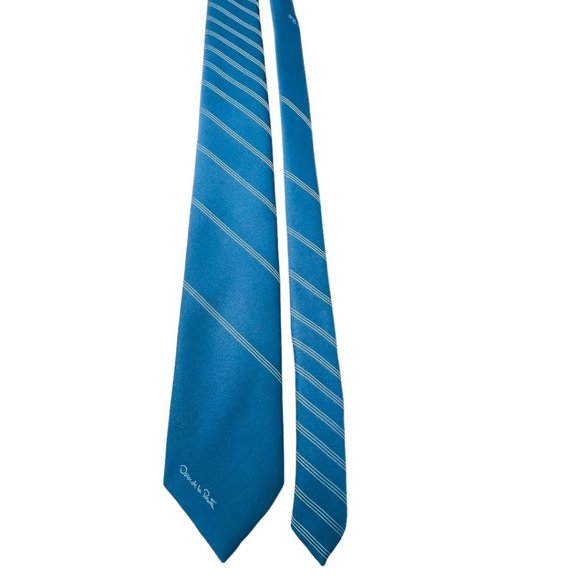 Óscar de la Renta Men's Tie Blue With Logo - Picture 1 of 6